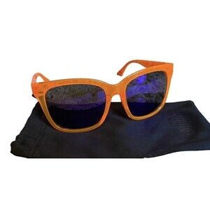 Puma Square Sunglasses Mens PE00475-006 Orange Rims Violet Lenses UV Pro…